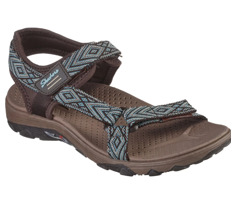 SKECHERS Women's Arch Fit Reggae - Grounded Sneakers in Chocolate/Teal for Comfort & Style