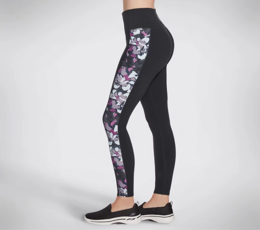 SKECHERS Women's Go Walk Orchid Bloom High Waist Leggings in Black & Multi Color