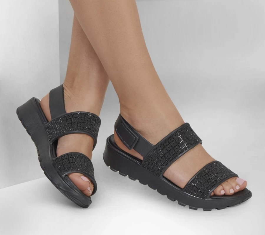 SKECHERS Women's Black Foamies Footsteps - Glam Vibe Sneakers