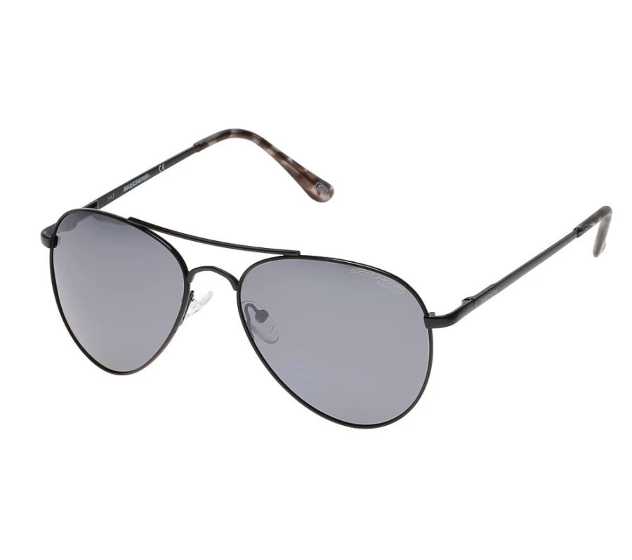 SKECHERS Men's Black Slim Aviator Sunglasses - Classic Polarized Pilot Style for UV Protection