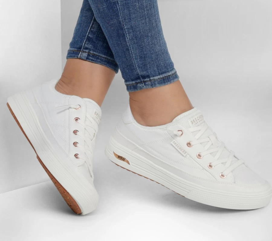 SKECHERS Arch Fit Arcade - White Women's Comfort Walking Shoes - Meet Ya There