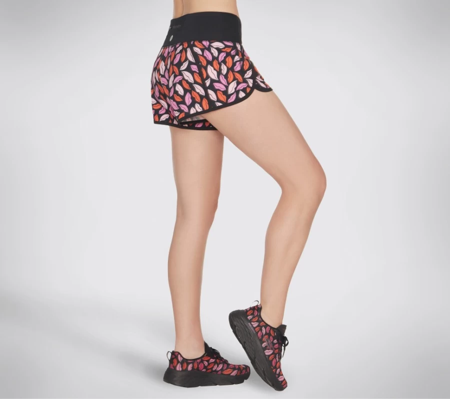 SKECHERS Women's Skechweave Run Shorts - Black & Hot Pink Athletic Running Shorts