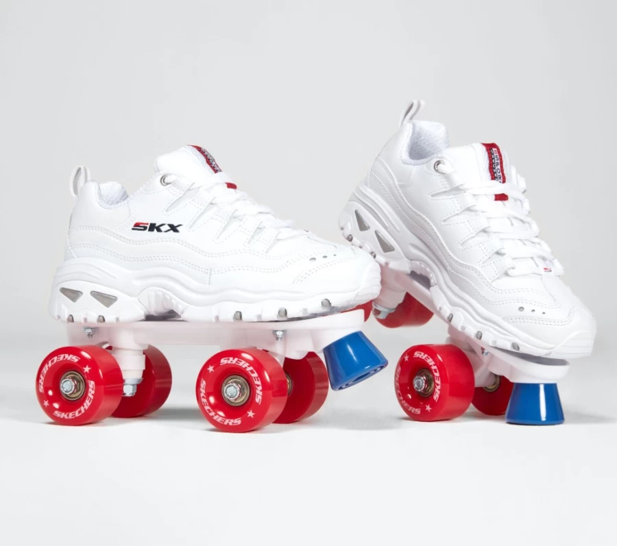 SKECHERS Women's White Energy 4 Wheelers Roller Skates
