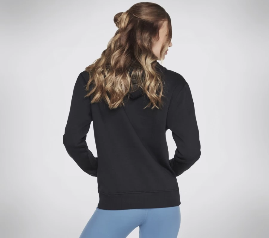 SKECHERS Women's Black Signature Pullover Hoodie - Comfortable Casual Sweatshirt