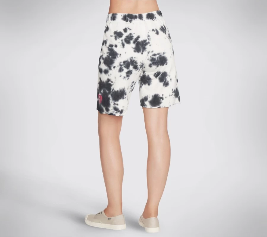 SKECHERS Women's Tie-Dye Bermuda Shorts - Black & White Casual Comfort Wear