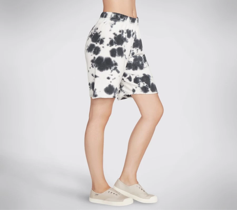 SKECHERS Women's Tie-Dye Bermuda Shorts - Black & White Casual Comfort Wear