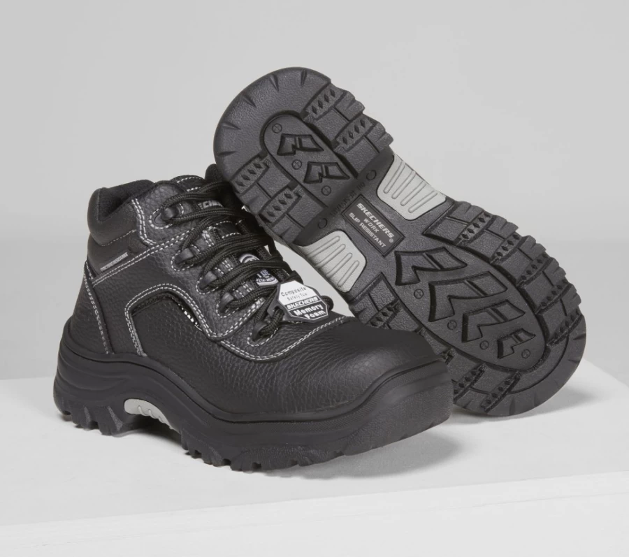 SKECHERS Women's Burgin - Coralrow Composite Toe Work Shoes in Black