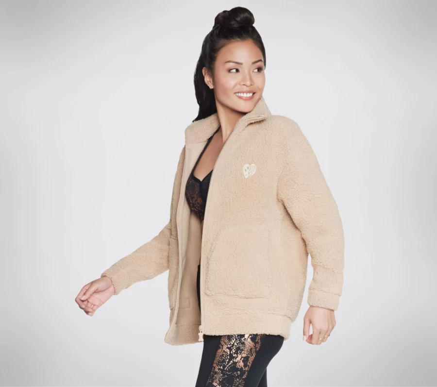 SKECHERS Women's Brown Snuggles Front Zip Jacket | Bobs Apparel Cozy Outerwear