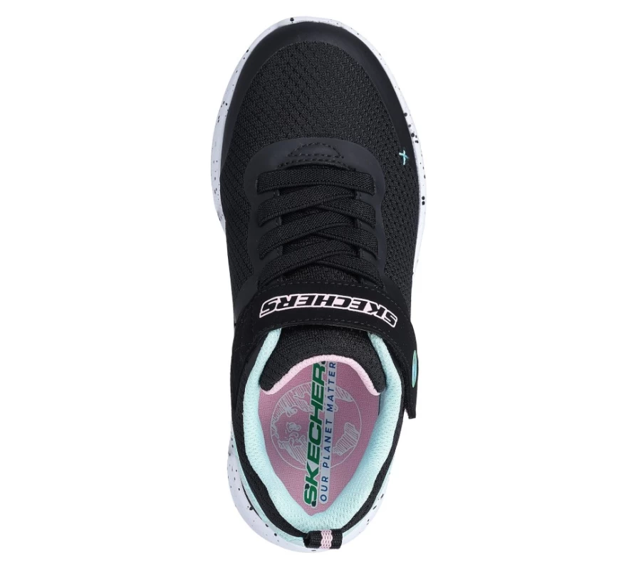 SKECHERS Kids Microspec - Eco Fun Sneakers in Black & Aqua for Active Play