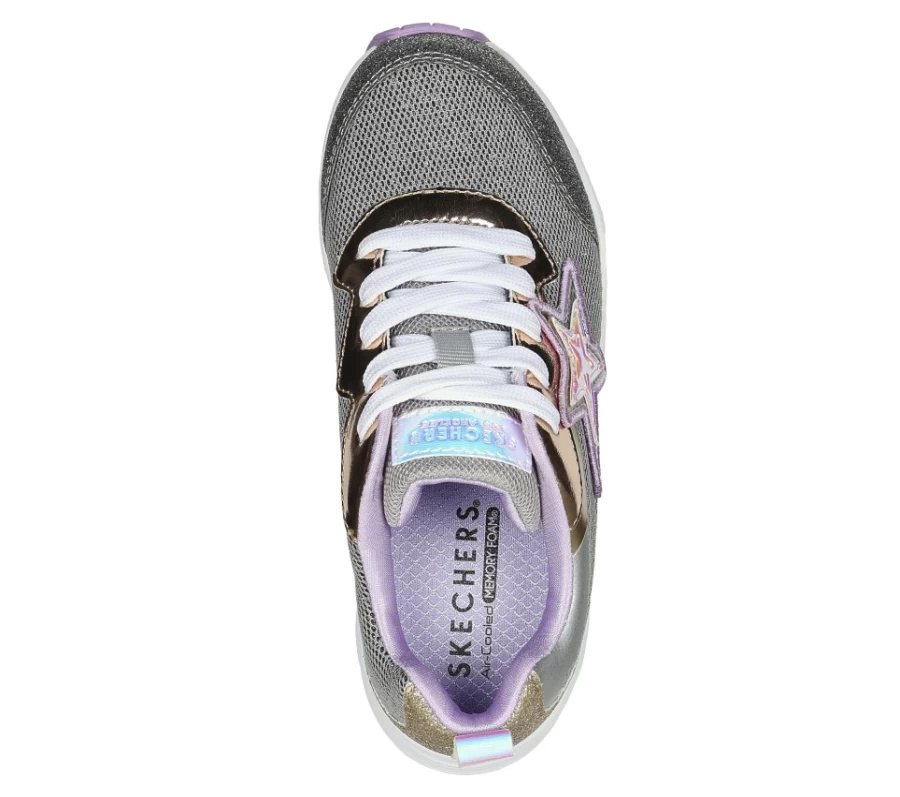 SKECHERS Kids Uno - Starry Vibe Sneakers in Gunmetal | Lightweight & Comfortable