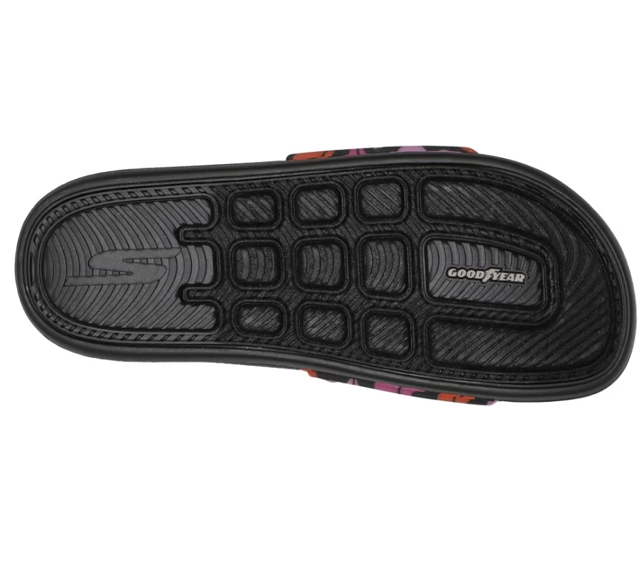 SKECHERS Women's Hyper Slide Sky Gloss Sandals - Black & Multi Color Comfortable Slide-On Shoes