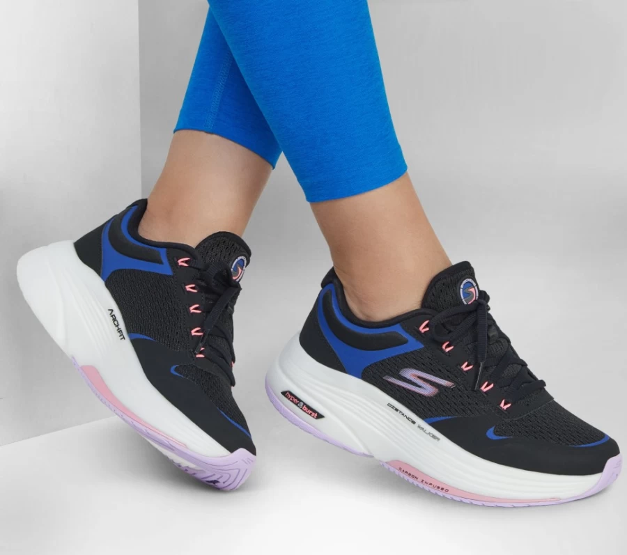 SKECHERS Women's Go Walk Distance Walker - Black & Lavender Sneakers for Comfort & Style
