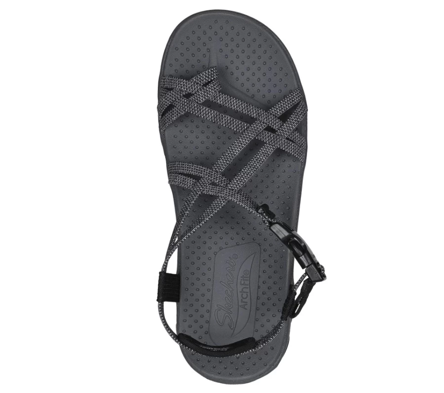 SKECHERS Women's Arch Fit Reggae Sneakers in Black & Gray - Comfortable Walking Shoes