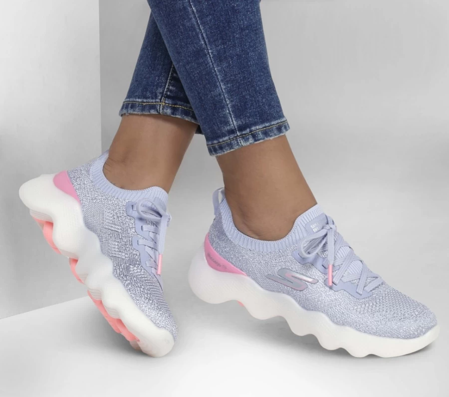 SKECHERS Women's Go Walk Massage Fit - Upsurge Walking Shoes in Gray & Pink | Lightweight Comfort Sneakers