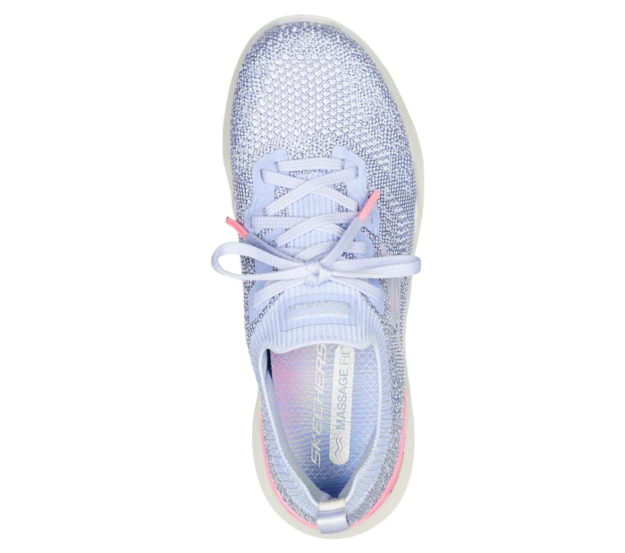 SKECHERS Women's Go Walk Massage Fit - Upsurge Walking Shoes in Gray & Pink | Lightweight Comfort Sneakers