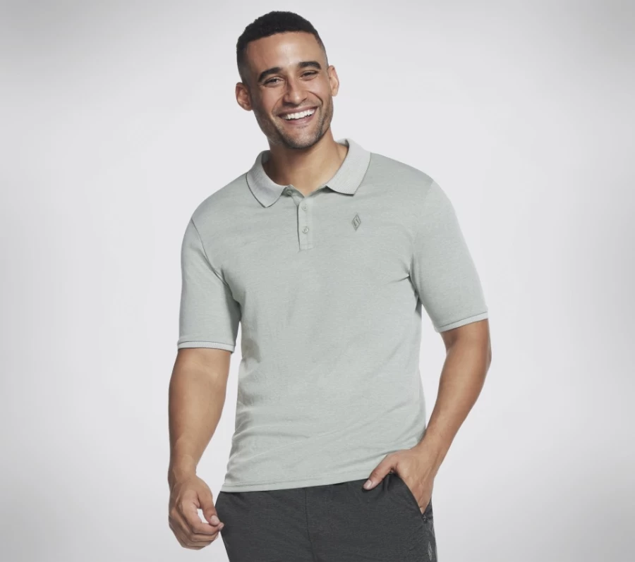 SKECHERS Men's Light Gray & Green Off-Duty Dri Pique Polo Shirt