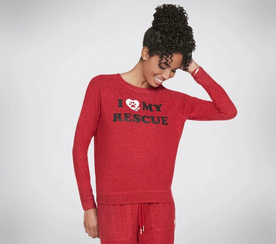 SKECHERS Women's Red & Charcoal Cozy Pullover Shirt - Bobs Apparel Rescue Comfort Top