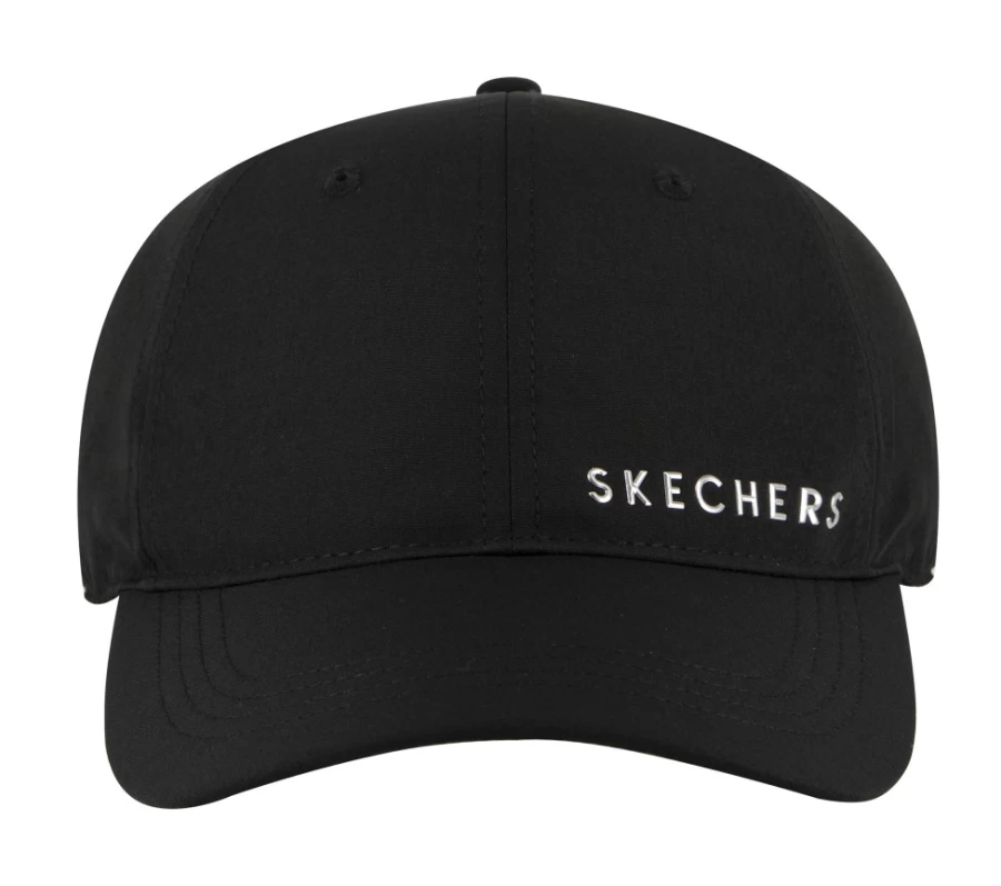 SKECHERS Women's Black Shine Foil Baseball Cap | Stylish Foil Logo Hat for Women