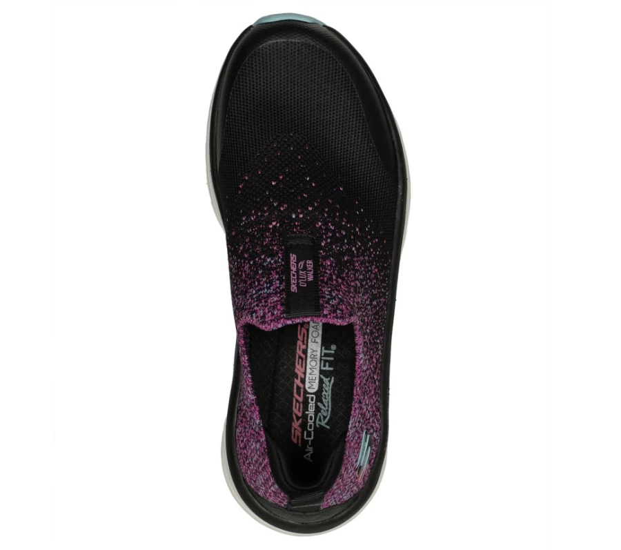 SKECHERS Women's D'Lux Walker Relaxed Fit Sneakers - Black & Multi Color Wrap Party Design