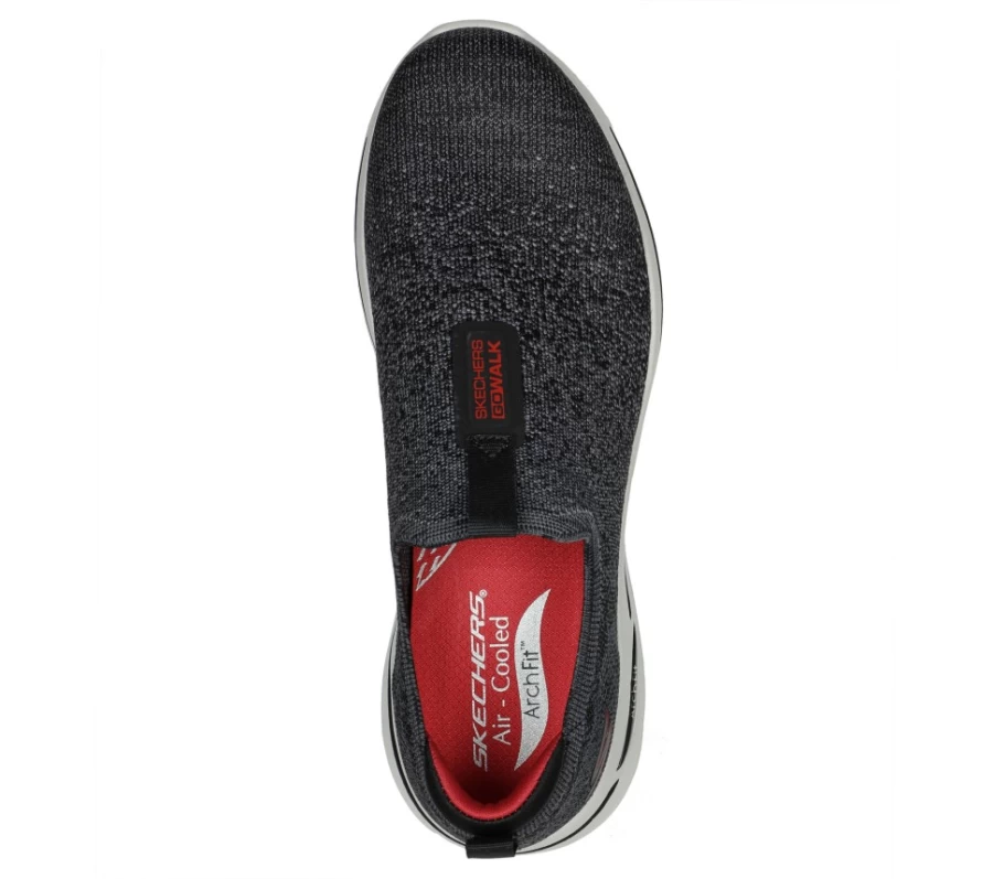 SKECHERS Men's Go Walk Arch Fit - Linear Axis Walking Shoes in Black / Red