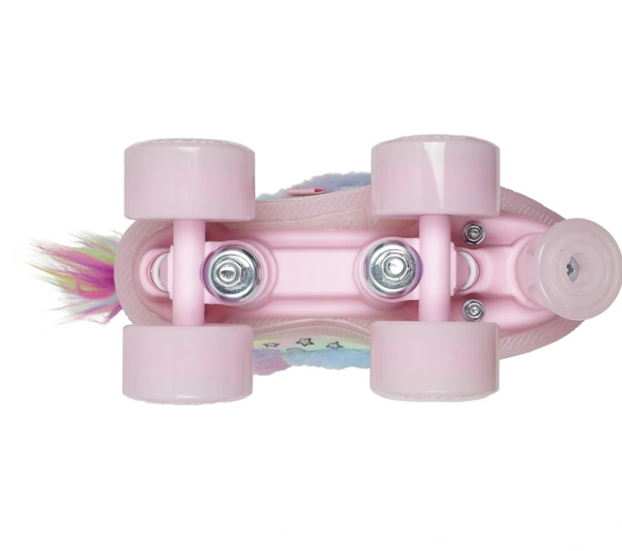 SKECHERS Kids' Light Pink Twinkle Toes Shuffle 4 Wheeler Unicorn Wheelz Sneakers