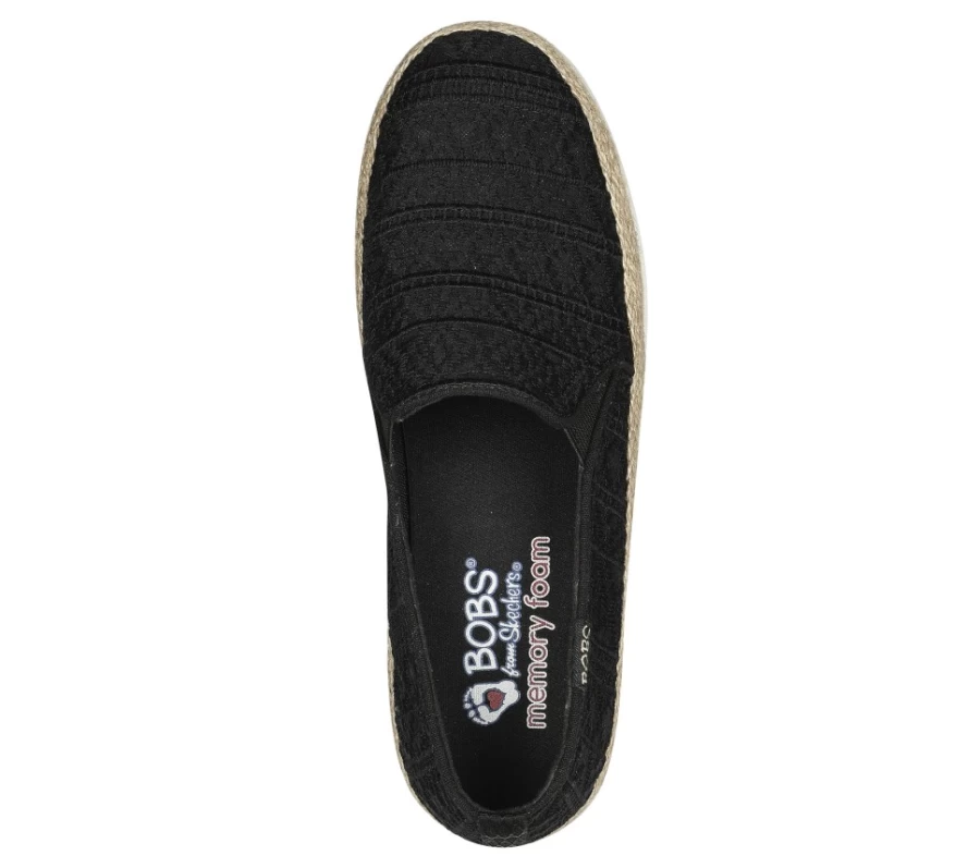 SKECHERS Women's Bobs Flexpadrille Hi Sandals - Black, Crisp Meadow Style