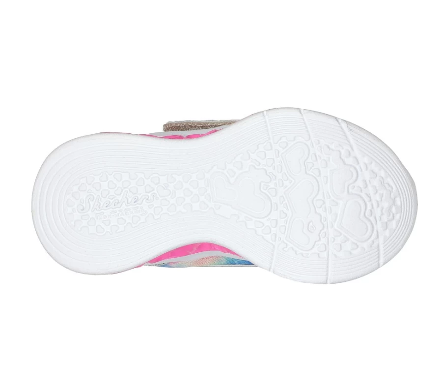 SKECHERS Kids Heart Shake Flutter Lights - Silver Multi Color Light-Up Shoes