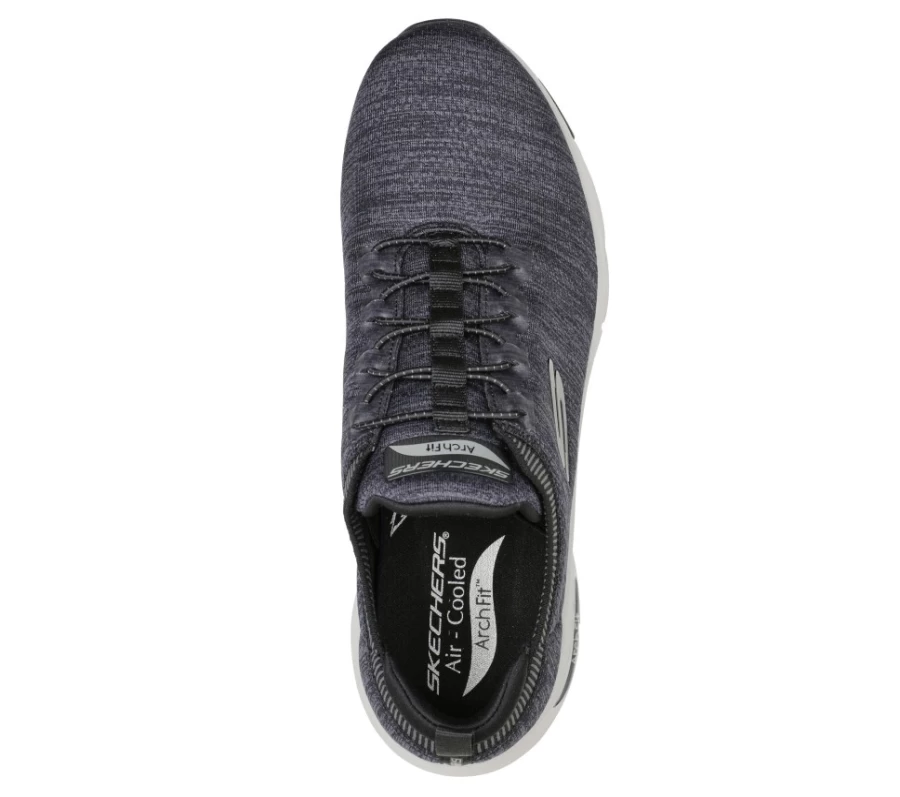SKECHERS Men's Arch Fit Waveport Sneakers in Black & Gray - Comfortable Walking Shoes