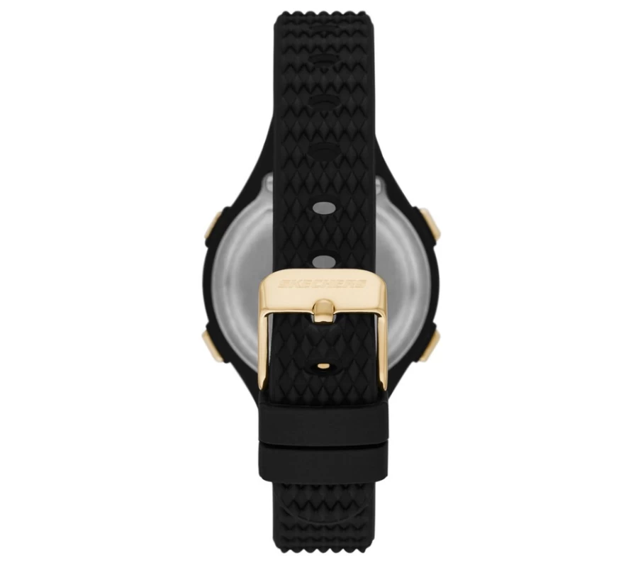 SKECHERS Women's Black Elkwood Gold Bezel Watch - Stylish Analog Timepiece