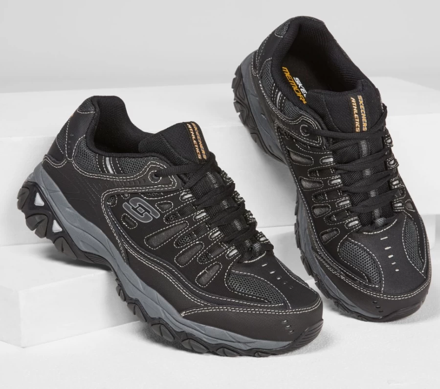 SKECHERS Men's After Burn - Memory Fit Sneakers in Black / Charcoal