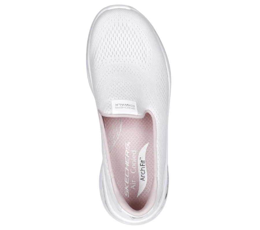 SKECHERS Women's Go Walk Arch Fit - Imagined Slip-On Sneakers in White & Light Pink