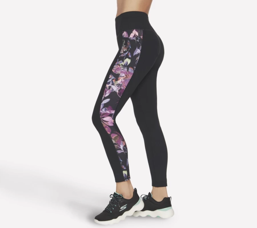 SKECHERS Women's GoFlex Ultraviolet HW FL Legging - Black/Purple Workout Leggings for Fitness & Running