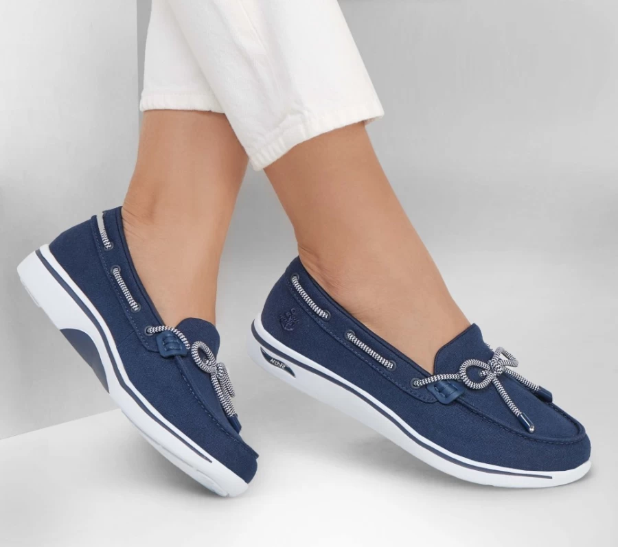 SKECHERS Women's Arch Fit Uplift Sneakers in Navy - Laguna Comfort Walking Shoes