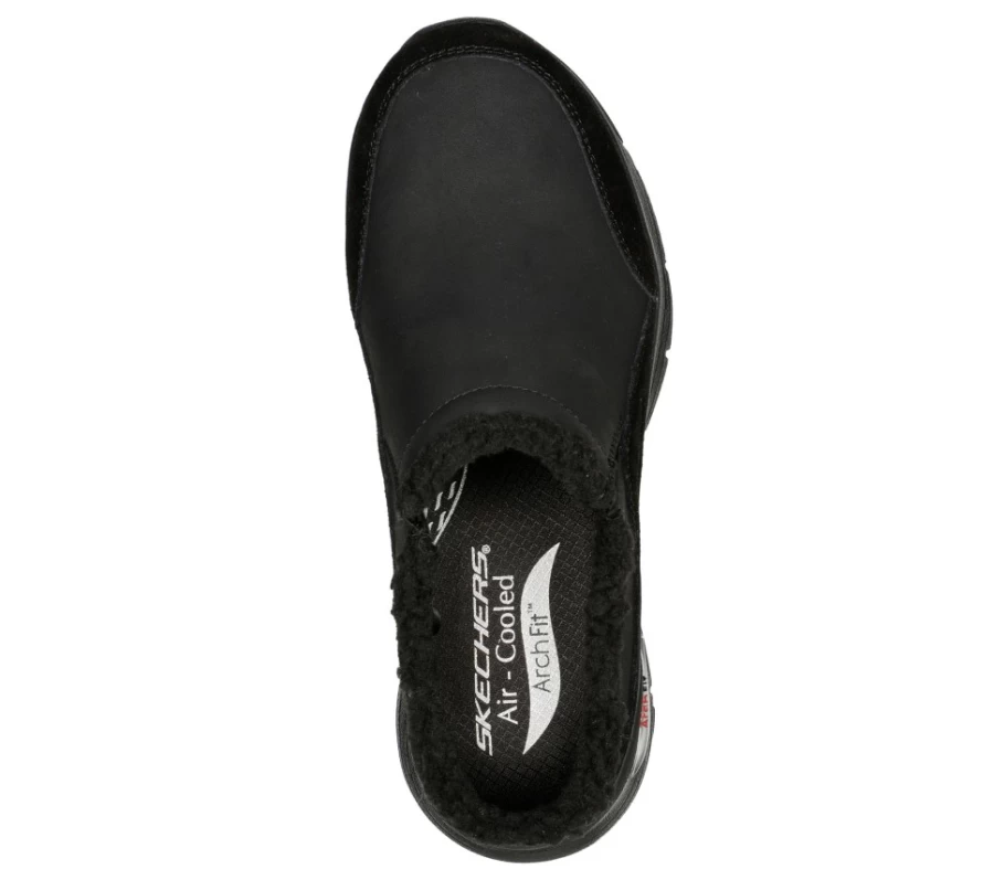 SKECHERS Women's Arch Fit Smooth Slip-On Sneakers in Black - Comfortable Walking Shoes for Women