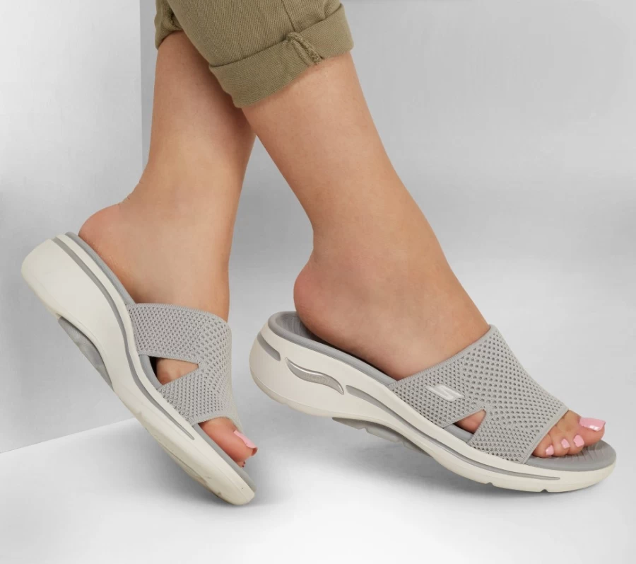 SKECHERS Women's Go Walk Arch Fit - Worthy Slip-On Sneakers in Gray for Comfort & Support