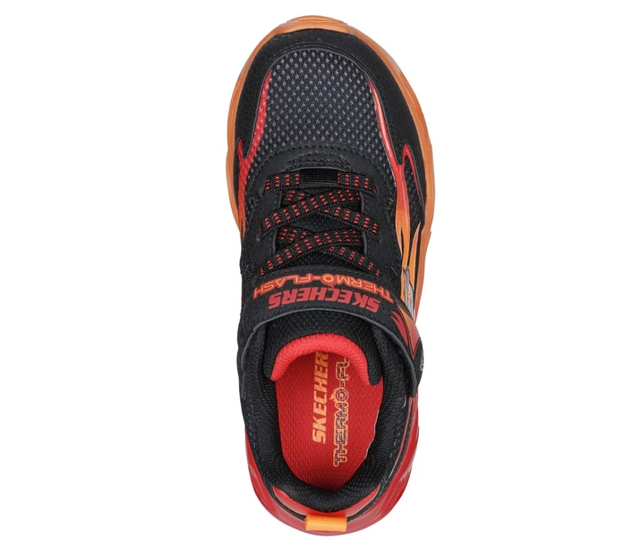 SKECHERS Kids' Thermo Flash Heat-Flux Lights Sneakers in Black/Red