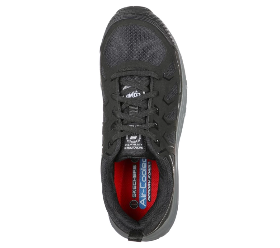 SKECHERS Men's Malad Comp Toe Work Shoes in Black - Durable Safety Footwear