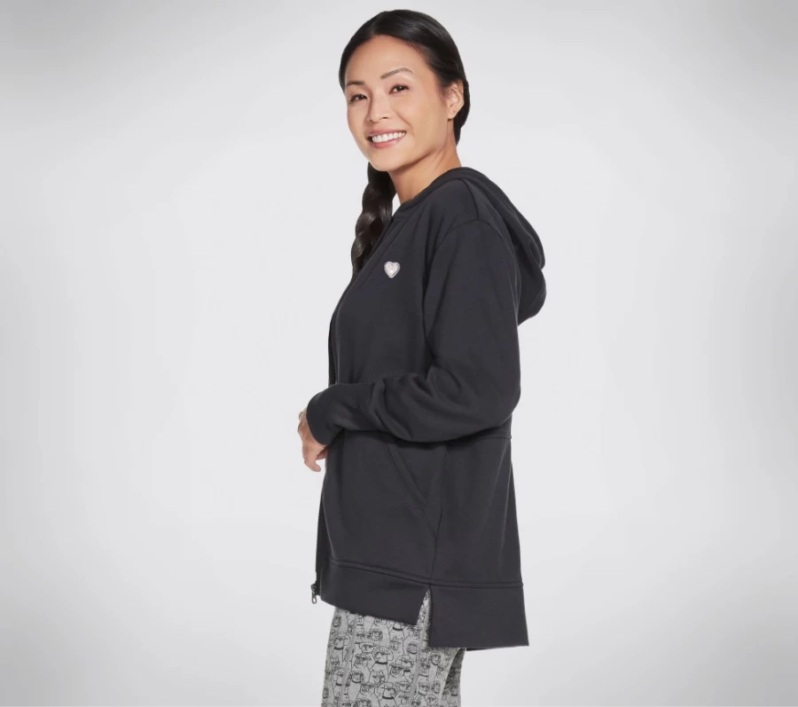 SKECHERS Women's Black High Rib Front Zip Hoodie - Bobs Apparel Rescued Style