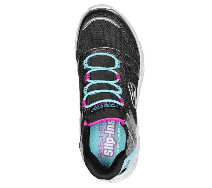 SKECHERS Kids Slip-Ins Galaxy Lights Sneakers - Black Multi Cosmic Design Slip-On Shoes for Boys & Girls