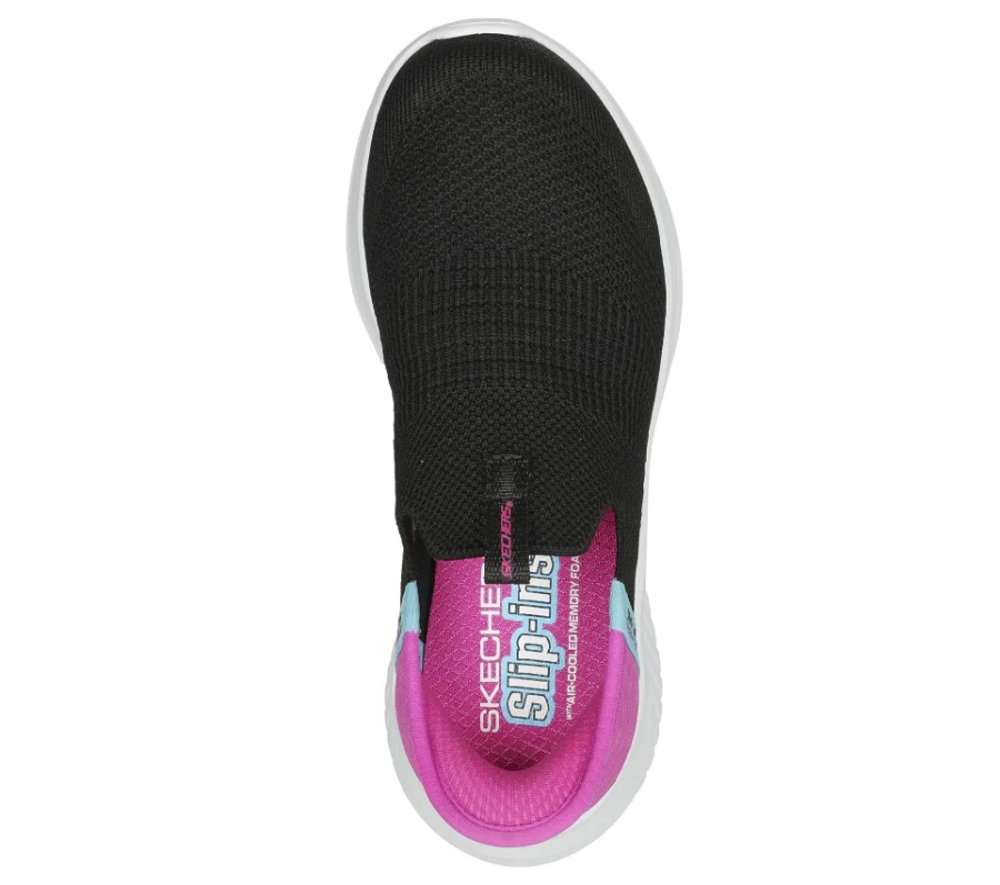 SKECHERS Kids Slip-Ins Ultra Flex 3.0 Sneakers - Black & Pink Fresh Comfort Lightweight Shoes for Boys & Girls