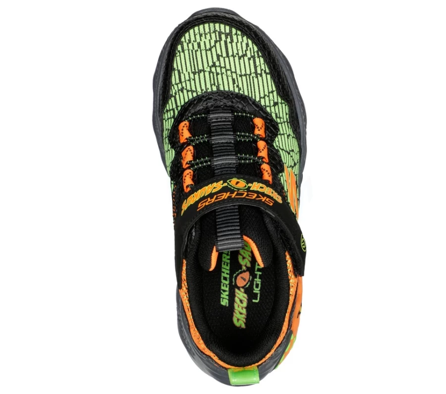 SKECHERS Kids Skech-O-Saurus Dino-Lights Sneakers in Black & Orange