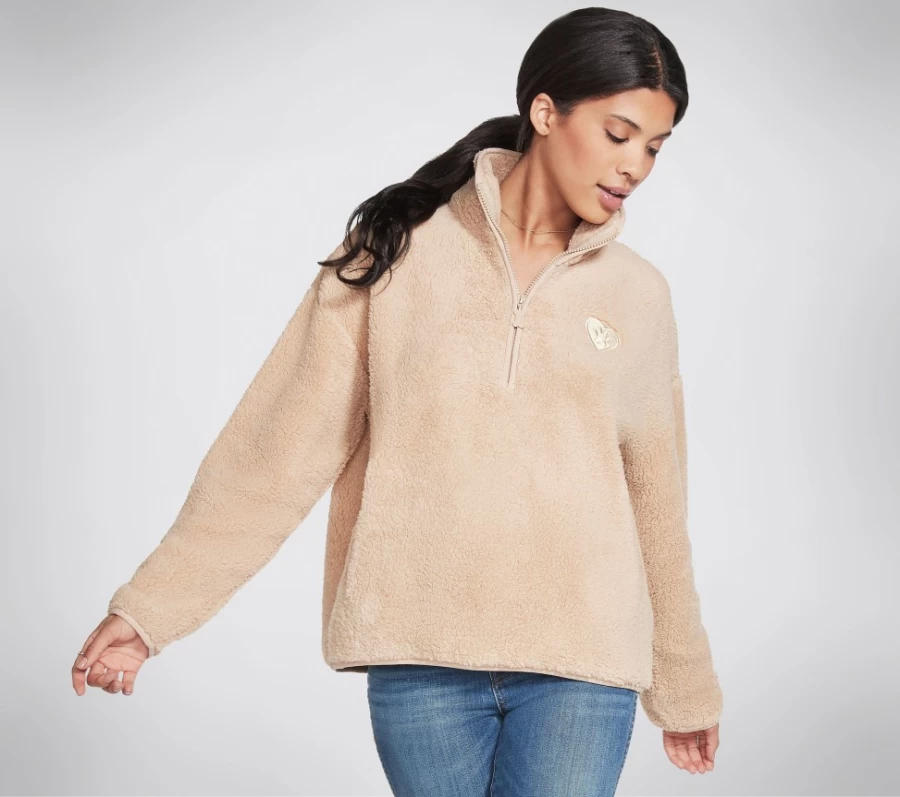 SKECHERS Women's Brown Cuddle 1/4 Zip Pullover - Bobs Apparel Cozy Fleece Top