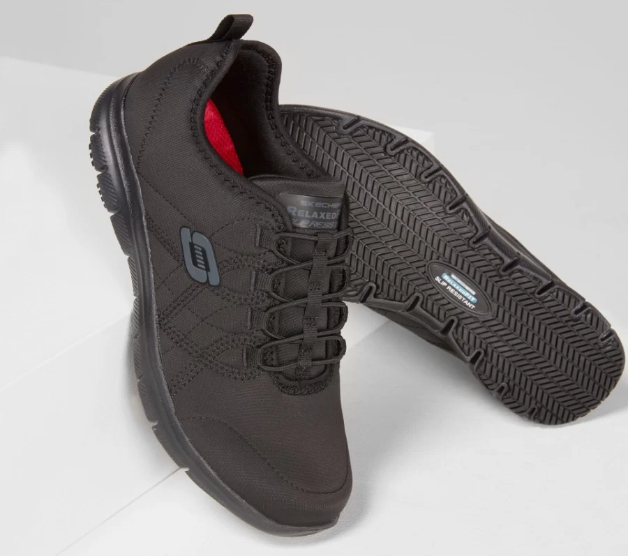 SKECHERS Women's Work Relaxed Fit Sneakers - Black Ghenter Srelt Sr Comfortable Shoes