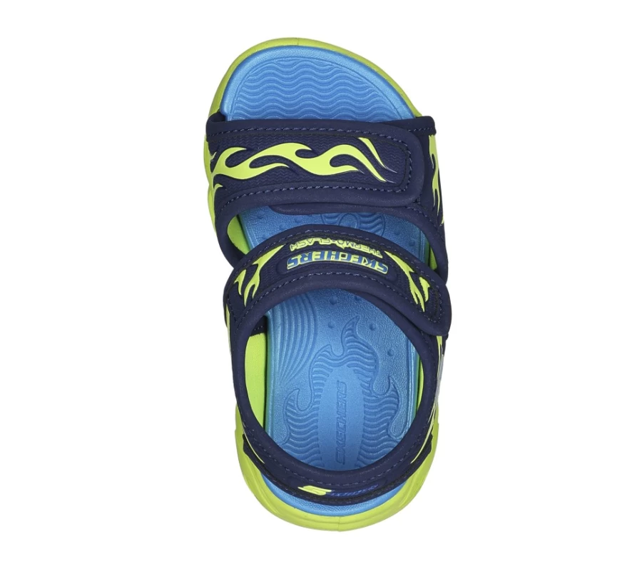 SKECHERS Kids S-Lights Thermo-Flash Heat Tide Sneakers in Navy/Lime - Light-Up Athletic Shoes for Boys & Girls