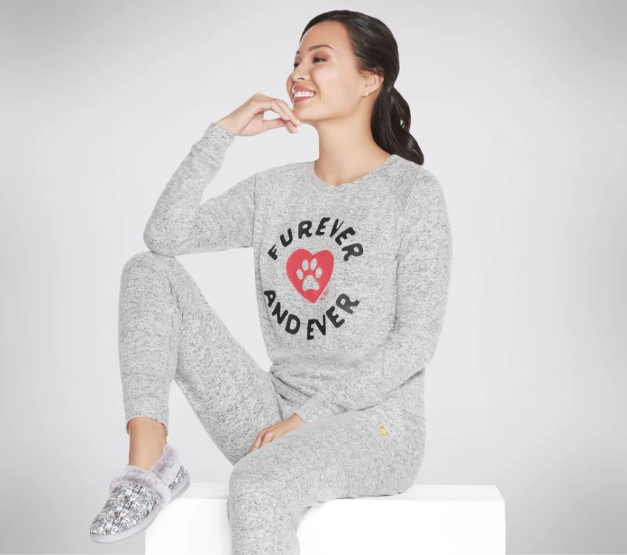 SKECHERS Women's Gray Furever Cozy Pullover Shirt - Bobs Apparel Comfort Top