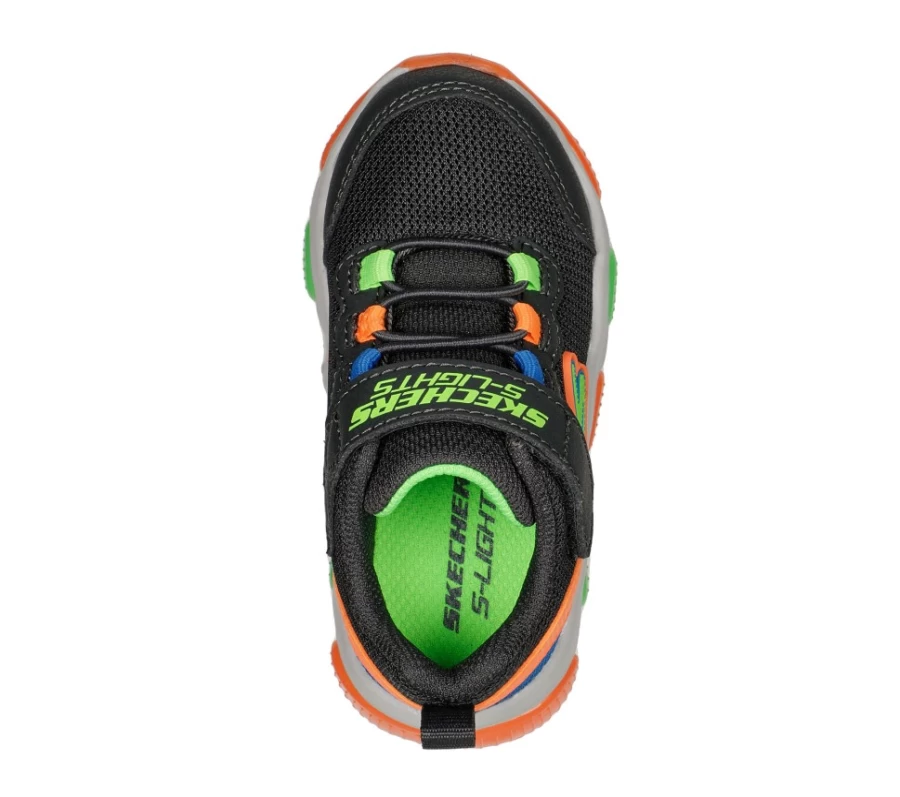 SKECHERS Kids' Mighty Glow S Lights Sneakers in Charcoal & Lime