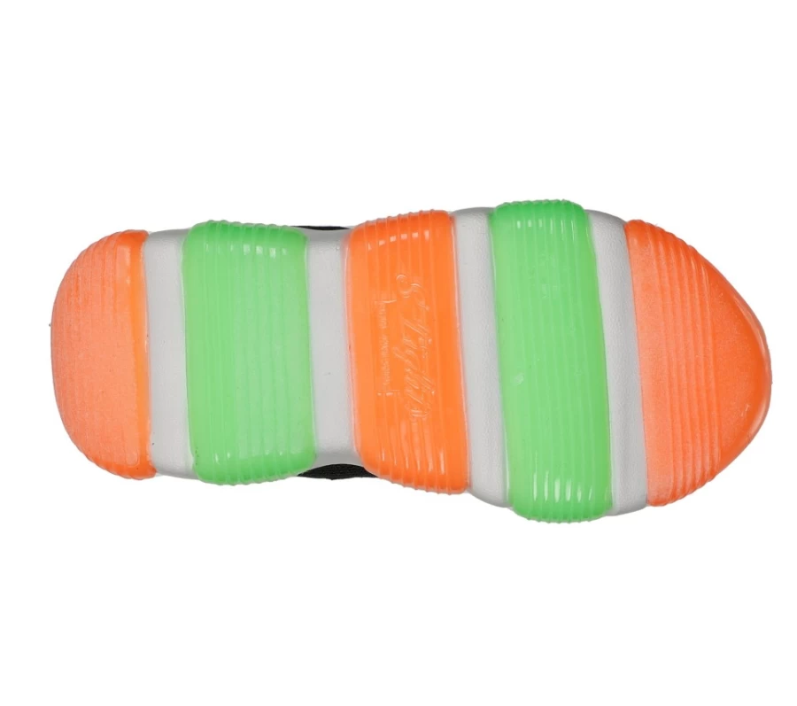 SKECHERS Kids' Mighty Glow S Lights Sneakers in Charcoal & Lime