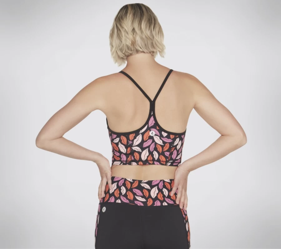 SKECHERS Women's Go Sculpt Racerback Longline Bra - Black & Hot Pink Workout Support
