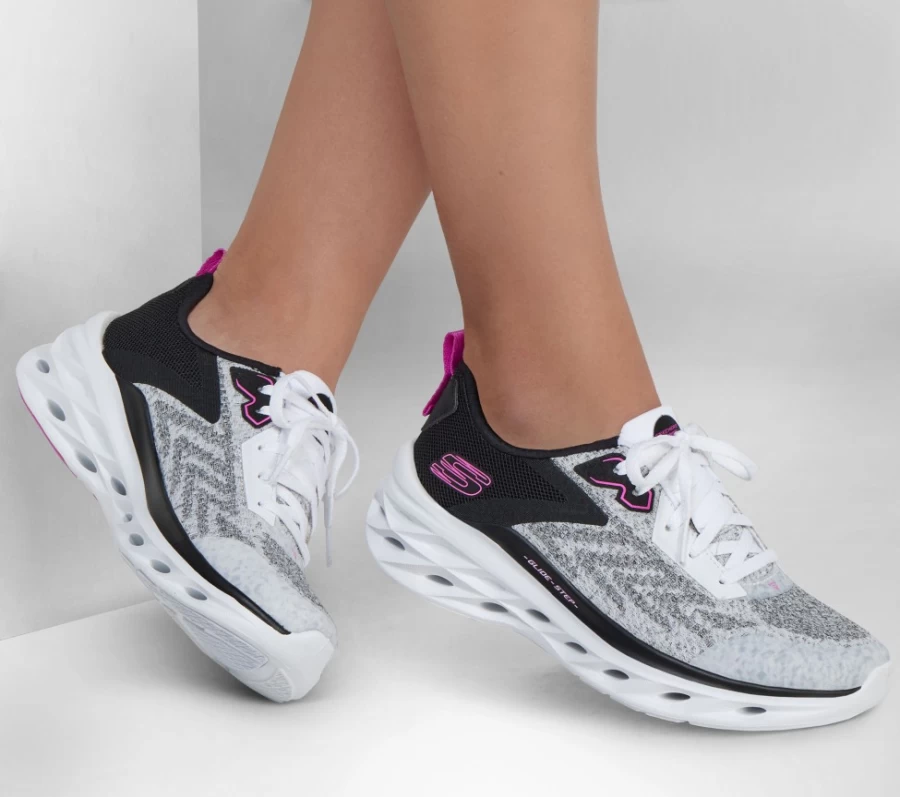 SKECHERS Women's Glide-Step Swift Sneakers in White & Blue - Lightweight Work Shoes