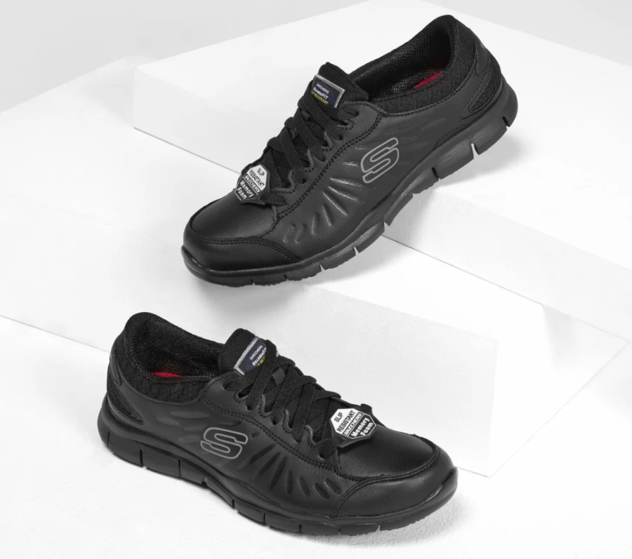 SKECHERS Women's Eldred Sr Relaxed Fit Sneakers in Black - Comfortable Casual Shoes